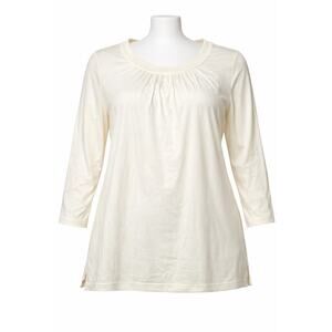 Denim and Co Essentials So Soft Jersey Ruched‎ Top Cream [1X]